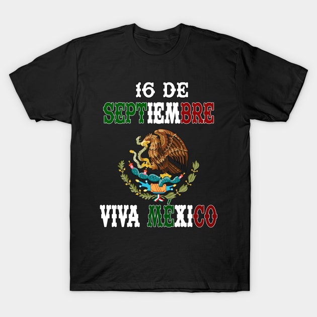 Playera16 de Septiembre con Escudo de Mexico Fiestas Patrias Independencia de Mexico T-Shirt by soccer t-shirts